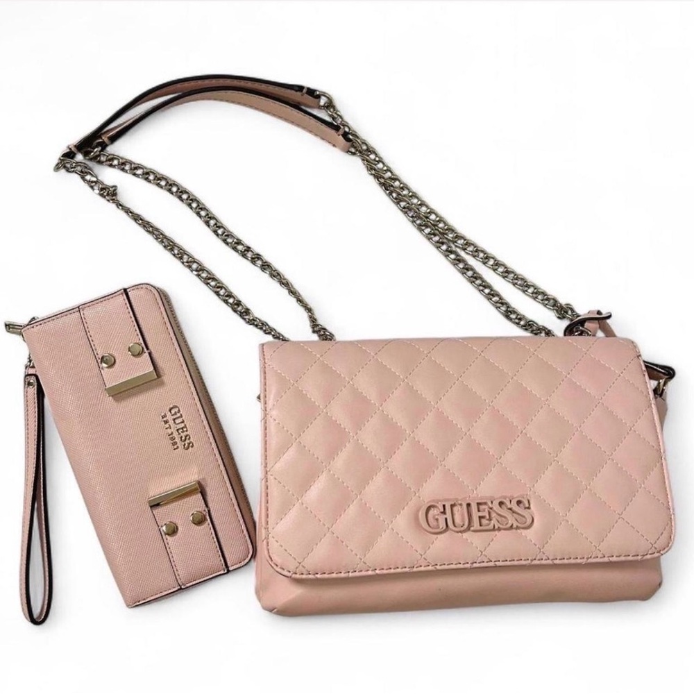 GUESS Blush Quilted Crossbody Bag Purse and Wallet